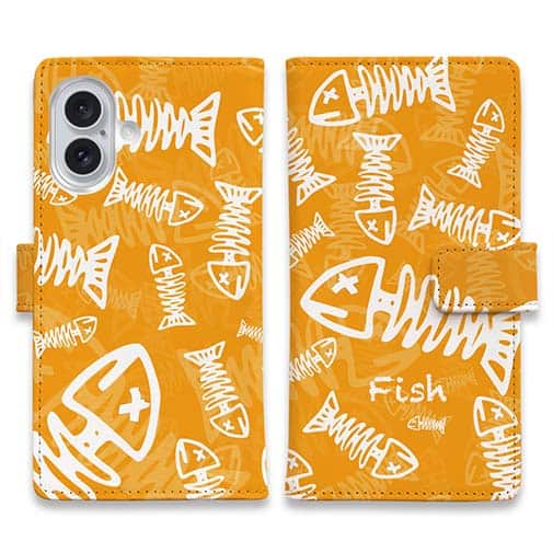 【手帳型】ボーン・フィッシュ オレンジ