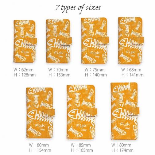 【手帳型】ボーン・フィッシュ　オレンジ