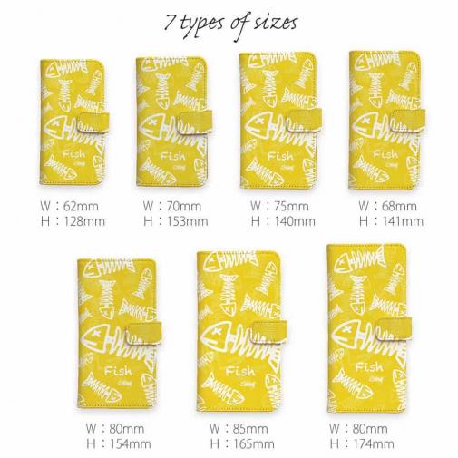 【手帳型】ボーン・フィッシュ　イエロー