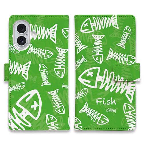 【手帳型】ボーン・フィッシュ　グリーン
