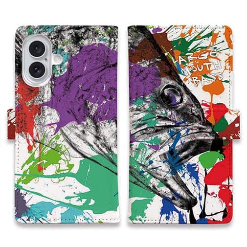 【手帳型】ブラックバス2 ペンキペイント