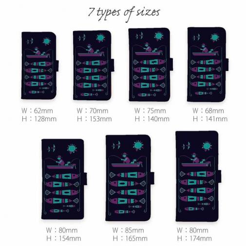 【手帳型】【釣りざんまい】愛犬と釣りを楽しむアングラー_カラフルダークネイビー