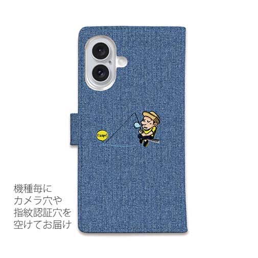 【手帳型】【釣りざんまい】ついついウトウトしちゃった釣り人_カラフルデニム風