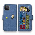 【手帳型】【釣りざんまい】ついついウトウトしちゃった釣り人_カラフルデニム風