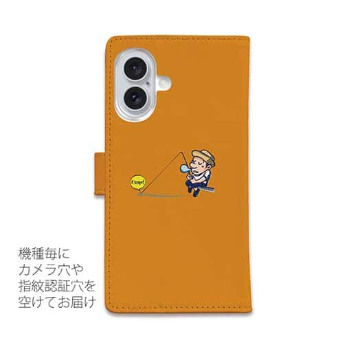 【手帳型】【釣りざんまい】ついついウトウトしちゃった釣り人_カラフルオレンジ