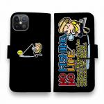 【手帳型】【釣りざんまい】ついついウトウトしちゃった釣り人_カラフルブラック