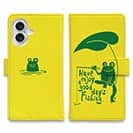 【手帳型】【釣りざんまい】カエルが釣りをするでケロ_カラフルイエロー