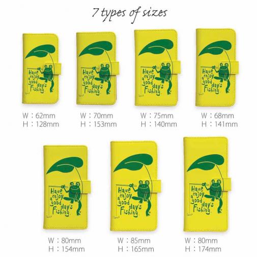 【手帳型】【釣りざんまい】カエルが釣りをするでケロ_カラフルイエロー