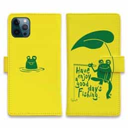 【手帳型】【釣りざんまい】カエルが釣りをするでケロ_カラフルイエロー