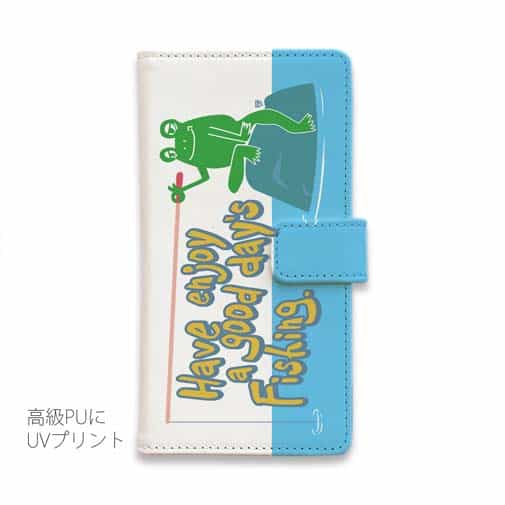 【手帳型】【釣りざんまい】カエルがノンビリ釣りをするでケロ_カラフルレトロ