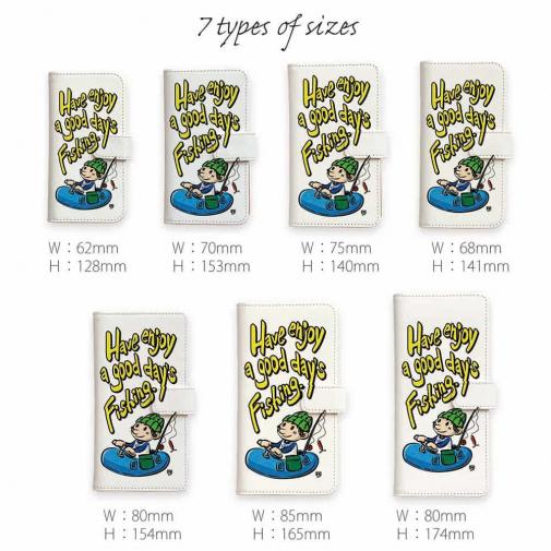 【手帳型】【釣りざんまい】ゴムボートアングラー_カラフルホワイト