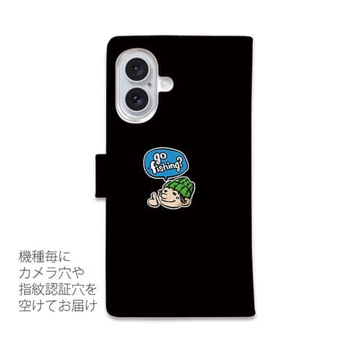 【手帳型】【釣りざんまい】ゴムボートアングラー_カラフルブラック