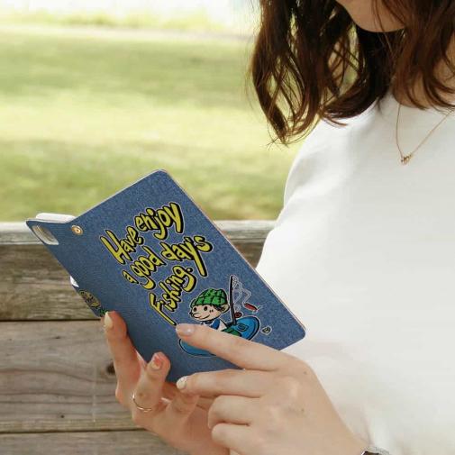 【手帳型】【釣りざんまい】ゴムボートアングラー_カラフルデニム風