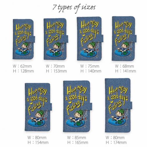 【手帳型】【釣りざんまい】ゴムボートアングラー_カラフルデニム風