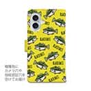 【手帳型】【釣りざんまい】ドット絵のブラックバスがいっぱい_カラフルイエロー