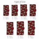 【手帳型】【釣りざんまい】ドット絵のブラックバスがいっぱい_カラフルレッド