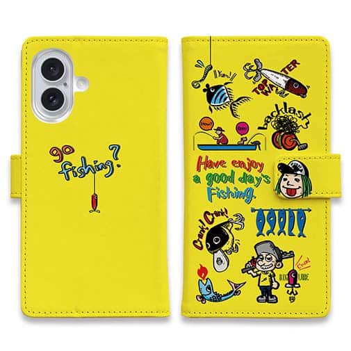 【手帳型】【釣りざんまい】魚釣りに出かけよう!_カラフルイエロー