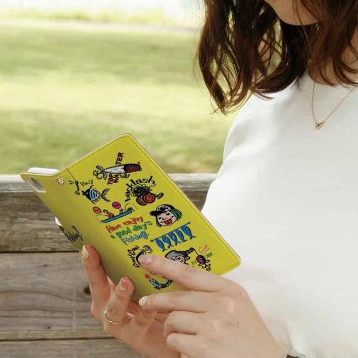 【手帳型】【釣りざんまい】魚釣りに出かけよう!_カラフルイエロー