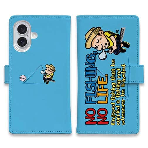 【手帳型】【釣りざんまい】ついついウトウトしちゃった釣り人_カラフルスカイブルー