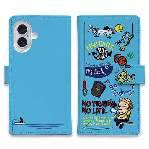 【手帳型】【釣りざんまい】釣り好きですがなにか?_カラフルスカイブルー