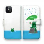 【手帳型】【釣りざんまい】カエルが雨の中釣りをするでケロ