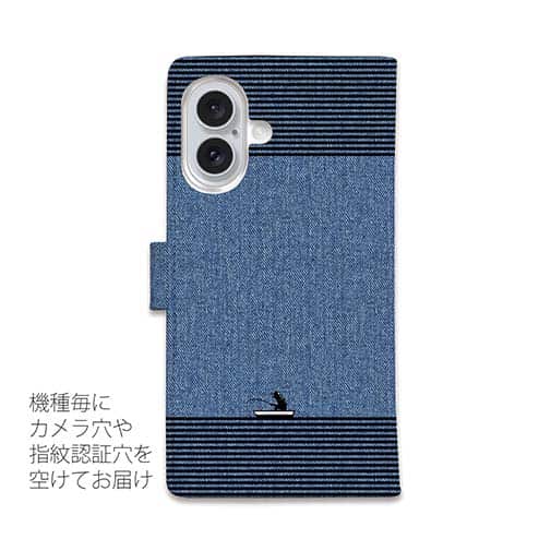【手帳型】【釣りざんまい】ルアーを乗りこなすアングラー_カラフルデニム風