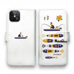 【手帳型】【釣りざんまい】愛犬と釣りを楽しむアングラー_カラフルホワイト