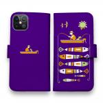 【手帳型】【釣りざんまい】愛犬と釣りを楽しむアングラー_カラフルパープル