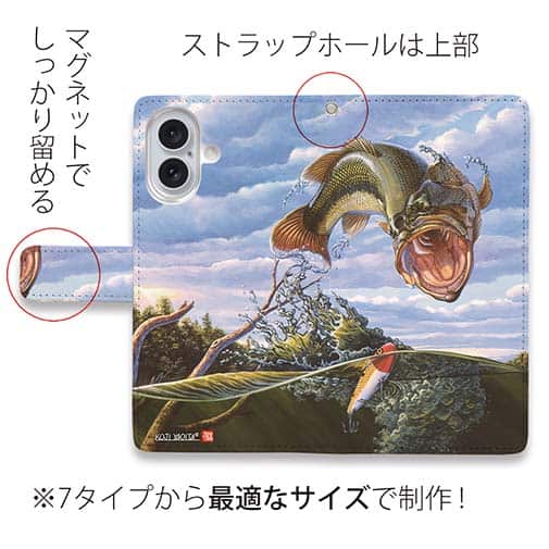 【八百板浩司】【手帳型】Bass & Pencil 水面を割ってルアーに飛びつくバス