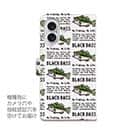 【手帳型】【釣りざんまい】ドット絵のブラックバス_英字新聞風ホワイト