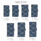 【手帳型】【釣りざんまい】ドット絵のブラックバス_英字新聞風デニム