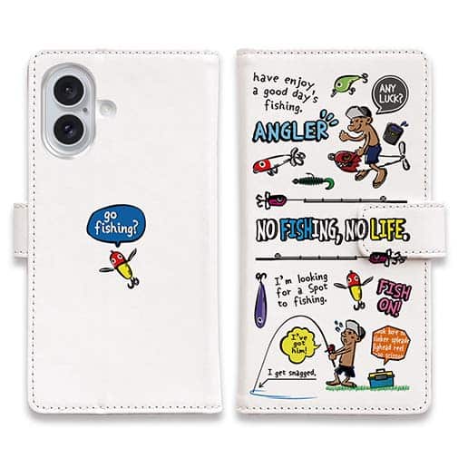 【手帳型】【釣りざんまい】釣りに行きませんか?_カラフルホワイト