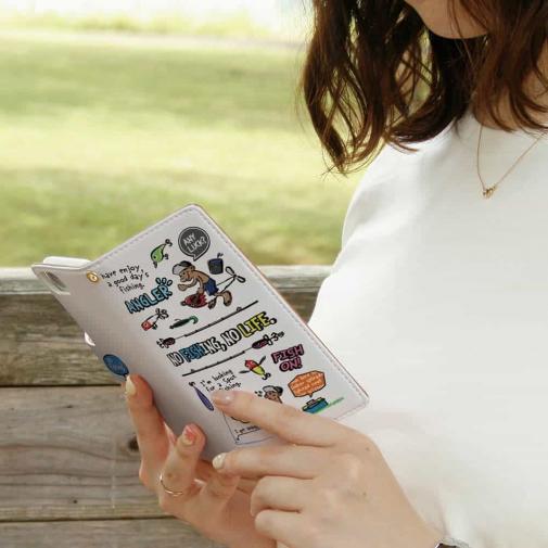 【手帳型】【釣りざんまい】釣りに行きませんか?_カラフルホワイト