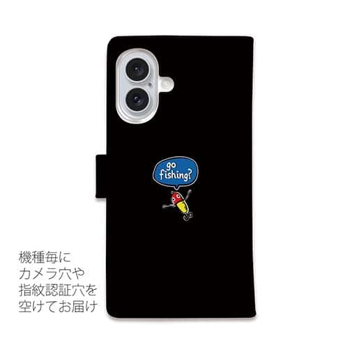 【手帳型】【釣りざんまい】釣りに行きませんか?_カラフルブラック