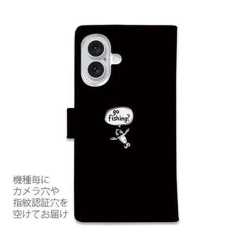 【手帳型】【釣りざんまい】釣りに行きませんか?_ブラック