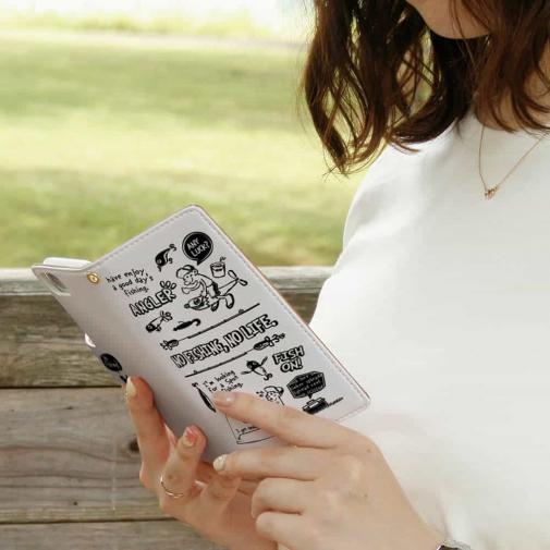 【手帳型】【釣りざんまい】釣りに行きませんか?_ホワイト