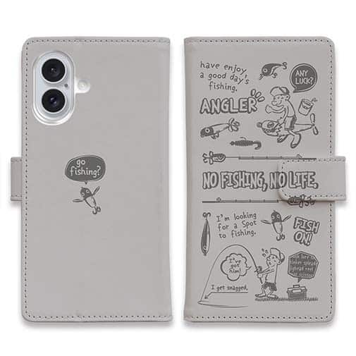 【手帳型】【釣りざんまい】釣りに行きませんか?_グレー