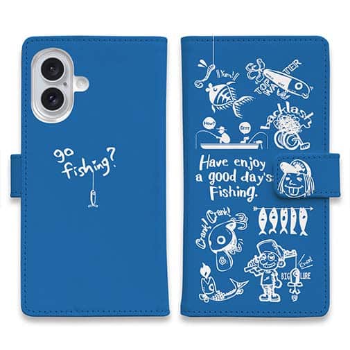 【手帳型】【釣りざんまい】魚釣りに出かけよう!_ブルー