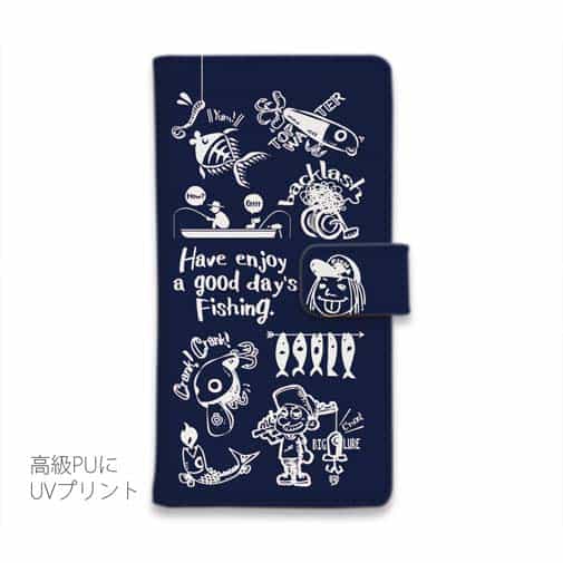 【手帳型】【釣りざんまい】魚釣りに出かけよう!_ネイビー