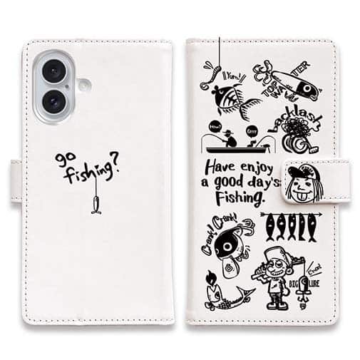 【手帳型】【釣りざんまい】魚釣りに出かけよう!_ホワイト