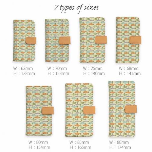 【手帳型】サーモンのシームレイスデザイン