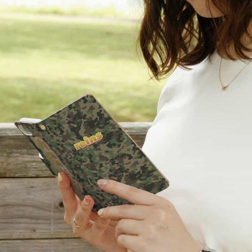 【手帳型】【reins】迷彩柄&ロゴ