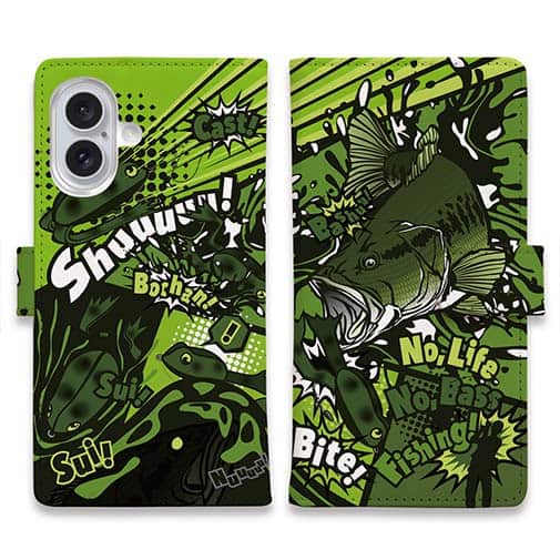 【手帳型】【FISH MAN】エキサイティングバイト! マッドグリーン