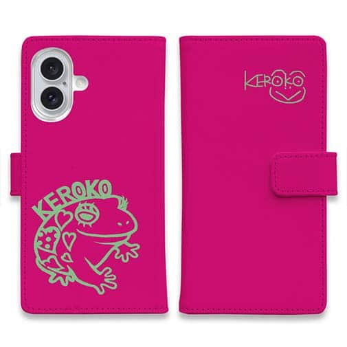 【手帳型】【佐藤ケロ子】KEROKOサイン入りスマホカバー レッド