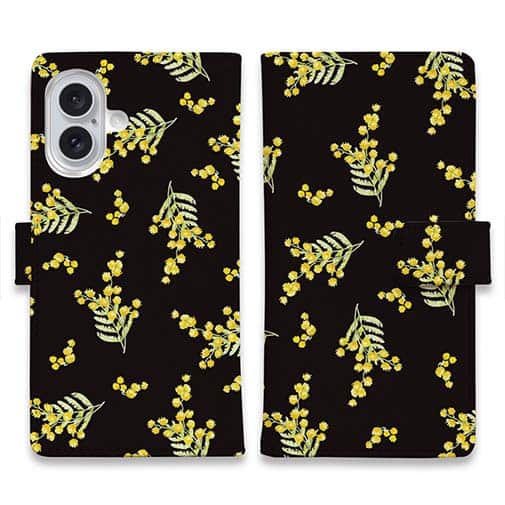 【手帳型】ミモザ（ブラック）