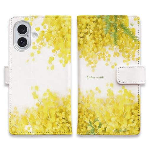 【手帳型】ミモザのウォーターカラー