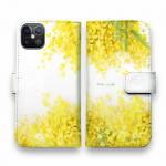 【手帳型】ミモザのウォーターカラー