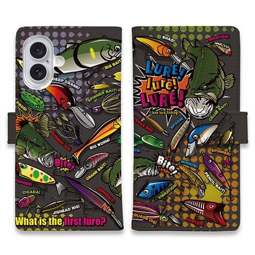 【手帳型】【FISH MAN】LURE! lure! LURE! ブラックVer.