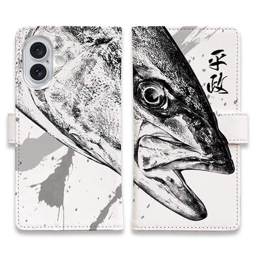 【手帳型】平政(ヒラマサ)墨絵風　白