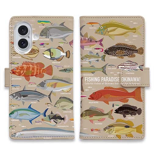 【手帳型】【FISH MAN】FISHING PARADAISE OKINAWA! ブラウン